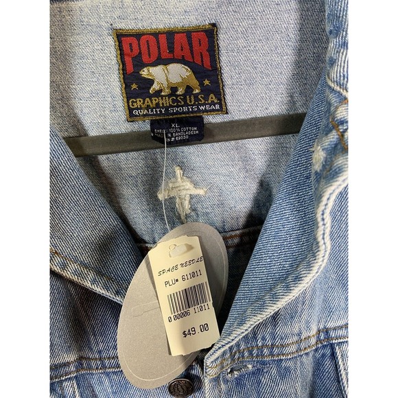 Rare Vintage Space Needle Mens XL Polar Bear Graphics Denim Jacket New With Tags - Picture 5 of 12
